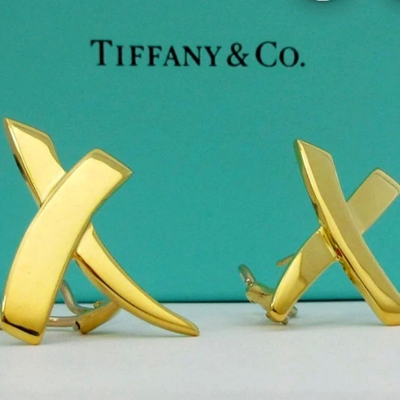 18K Tiffany & Co. 1984 Paloma Picasso "X" Earrings - Picture 4 of 6